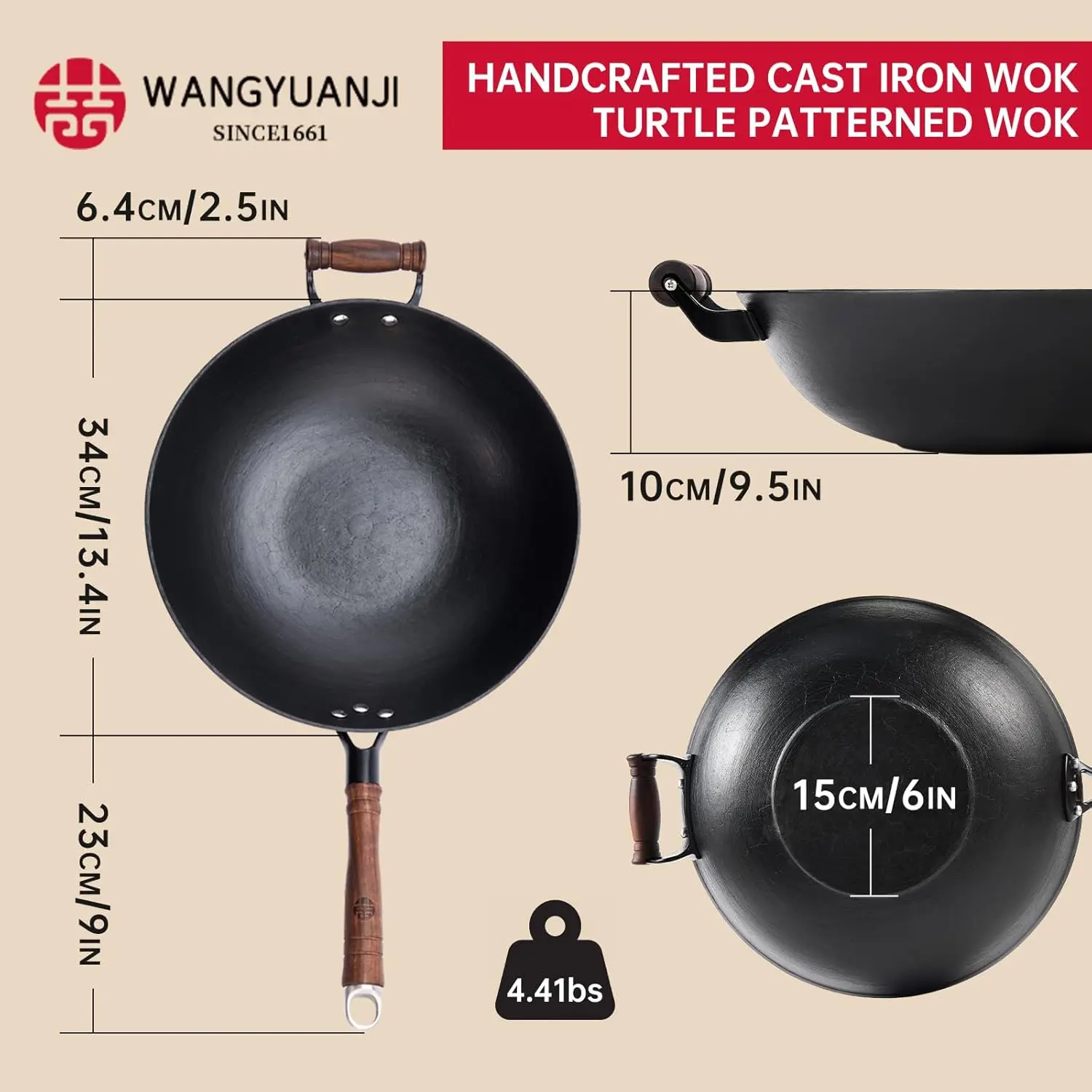 Cast Iron Wok,13.4