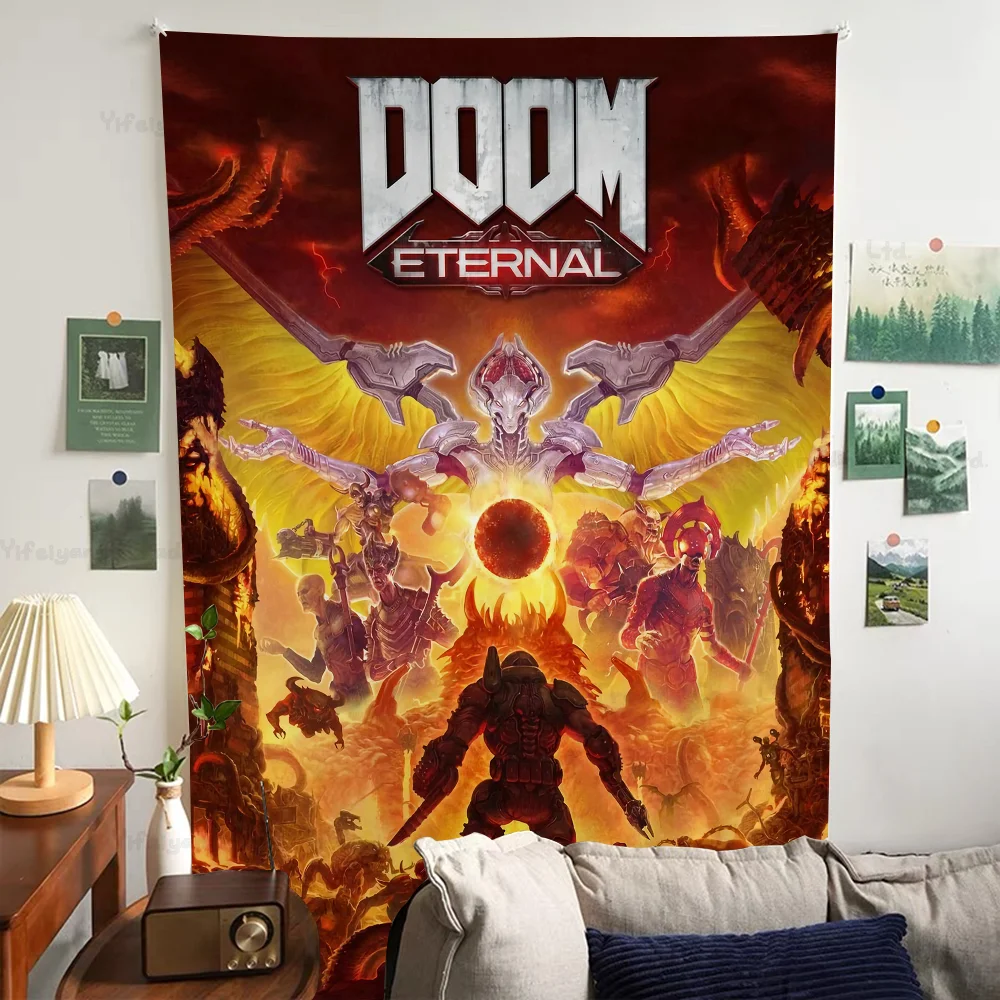 The Game DOOM Chart Tapestry Bohemian Wall Tapestries Mandala Wall Art Decor