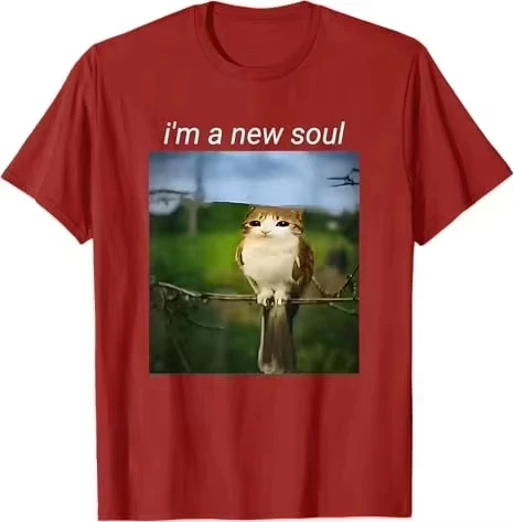 مضحك Meowl Meme القط البومة ميمي Brainrot Gen Alpha Meme تي شيرت Y2k Ktty Gen Z الفكاهة الجرافيك الزي الجدة قائلا تيز للجنسين #2