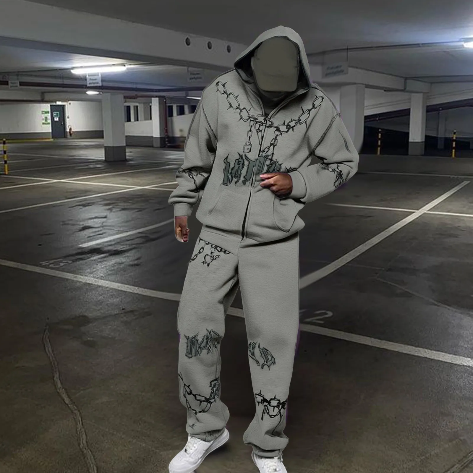 Named Collective Men'S Clothing New In Hoodies & Sweatshirt 2 Piece Sport Sweatpants Tracksuit Set Large Y2k Leisure Suit Outfit