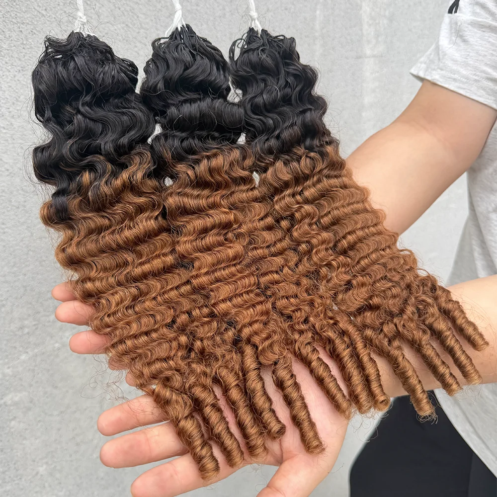 Miracle Knots TB30 Brown Luxury Burmese Curly Crochet Human Hair Raw Virgin Cuticle Intact Feather Weft Premium Handmade Crochet Braids Hair Natural Rich Curl Texture Bleach Friendly Long Lifespan Top Grade Human Hair For Professional Luxury Hair Stylist