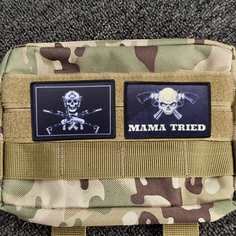 "Russian Roger" CALICO JACK Pirate Tactical Morale Badge Patch MAMA TRIED Military Army Hook and Loop Armband Backpack Sticker