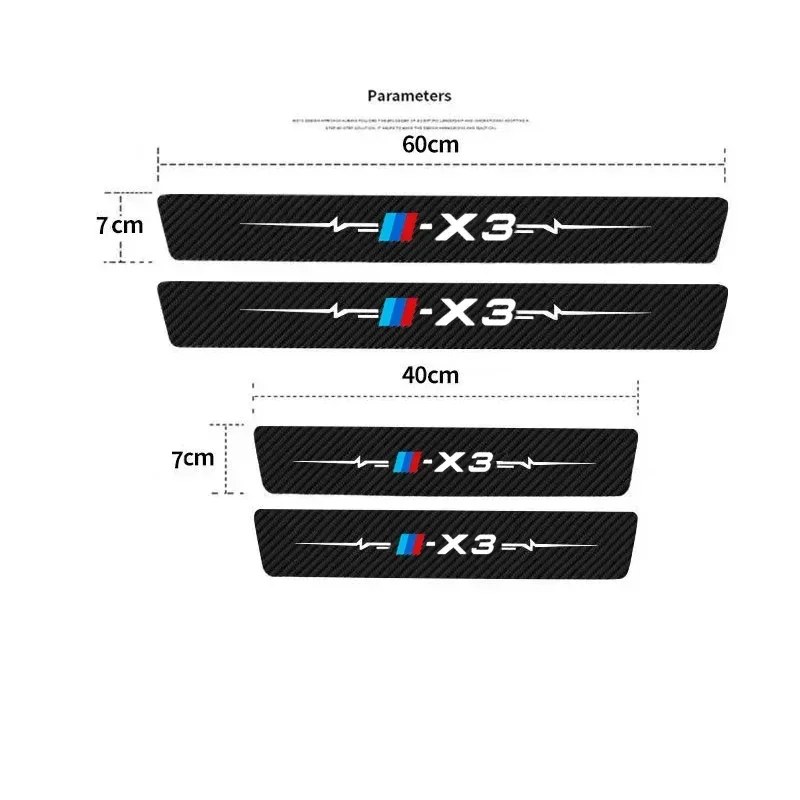 Auto Interior for BMW X3 Emblem E83 F25 Carbon Fiber Car Front Rear Sill Strip Stickers Tape Bumper Door Sill Protection Film