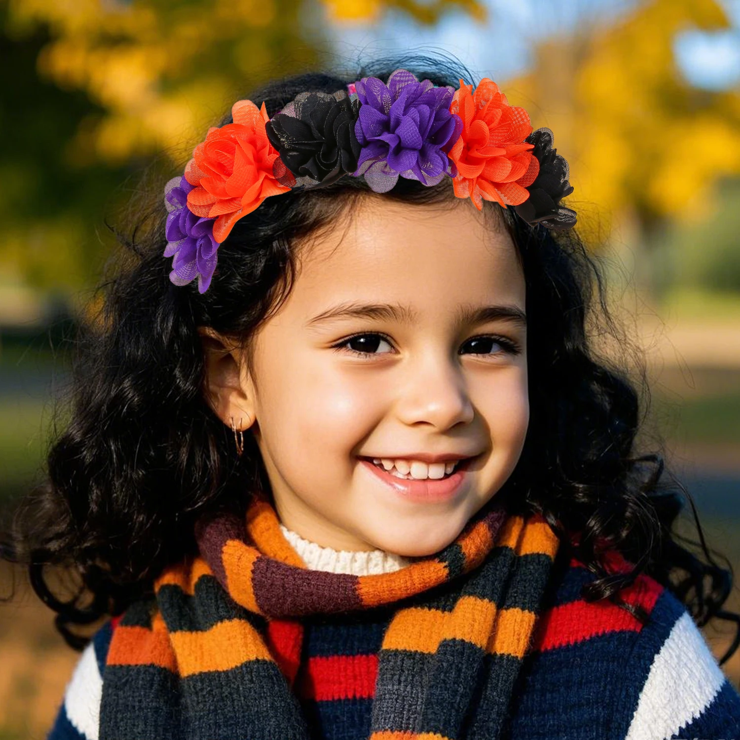 

4pcs Halloween Day Deco Headwear Chiffon Flower Headbands For Girls Kids Women Fashion Party Deco Hair Accessories