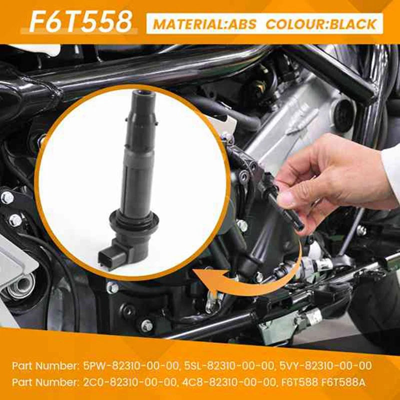 5Pcs Ignition Coils For Yamaha MT-07 YZF R6 R6S R1 FZ1 FZS1 FZ8 V-MAX F6T558, 5PW-82310-00-00, 5SL-82310-00-00