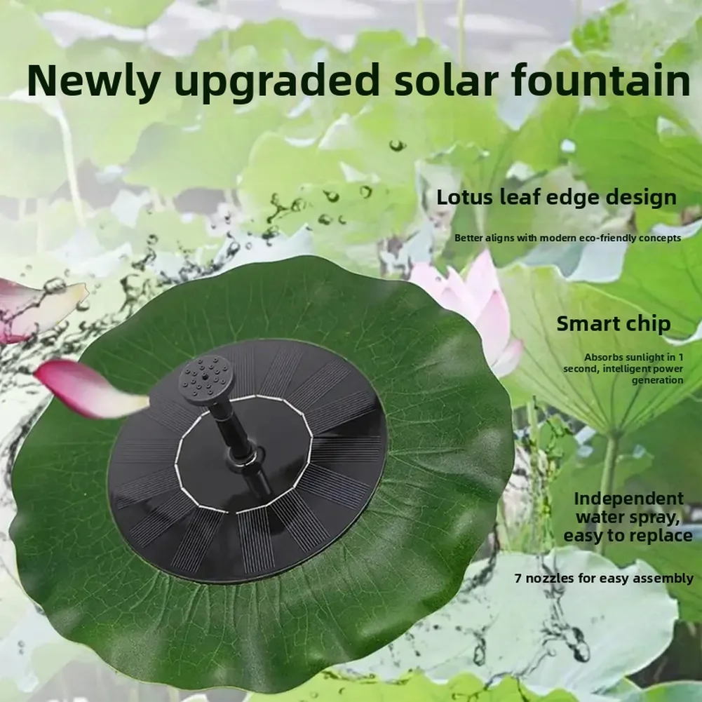 Solar Water Fountain Lotus Leaf Fountain Pump For Garden Pool Fountain Bird Bath Pump With Multi-Nozzle Garden & Bird Bath Decor