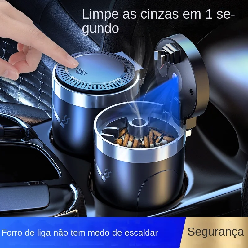 Portátil LED Smoke Car Cinzeiro, Cigarette Ash Holder, Cup Indicador de Luz Automático, 1Pc
