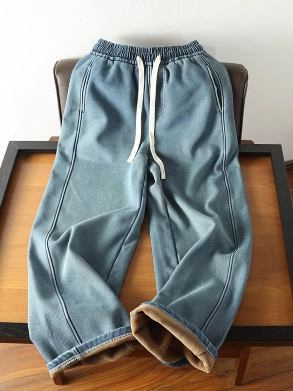 

Super Thi Fce Lined Straight Leg Banana Jeans Super Warm Winter High Waist Korean Sle Commute Casual Ladies Pants