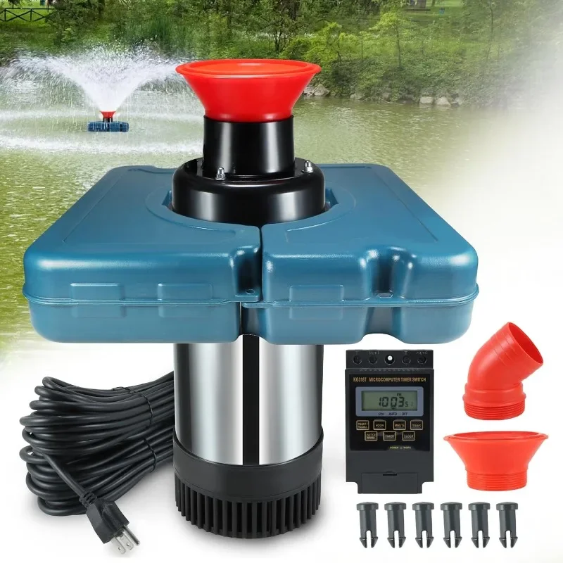 Electric Floating Fountain Pond Aerator Stainless Steel Body Water Spray Pump For Fish Shrimp Crab Aquaculture Farming Use
