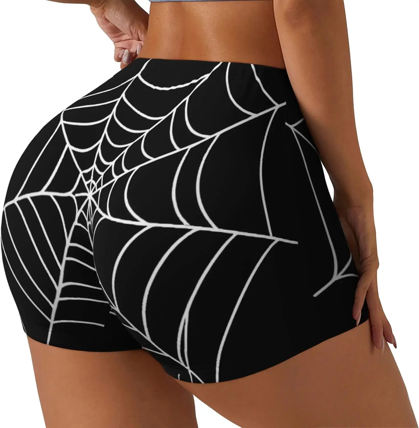 Ein Netz mit einem Spinnenmuster Damen Workout Yoga Shorts Biker Shorts Stretch Running Short Biker Shorts Damen