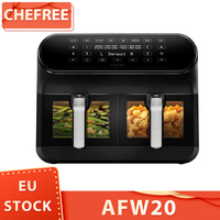 CHEFREE AFW20 Dual Air Fryer with Viewing Window 8L Family Sized Nonstick 8-in-1 Smart Programmes, Dishwasher Safe, Roast, Grill