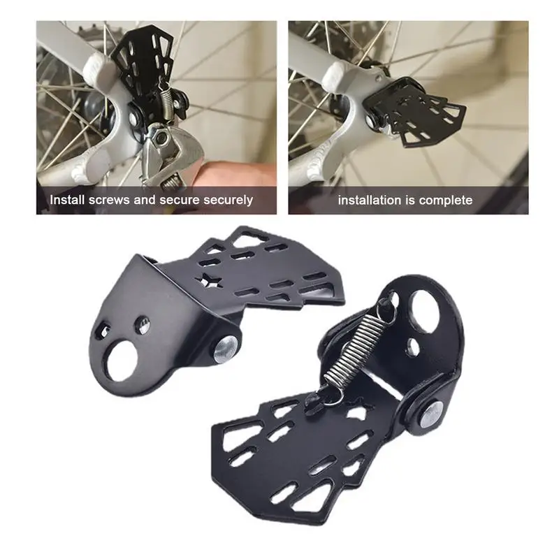Bike Foot Rest 2 Pcs Folding Rear Bicycle Footrest Pedals Wear-resistant Ebike Pegs For Folding Mountain Bike Passenger Comfort