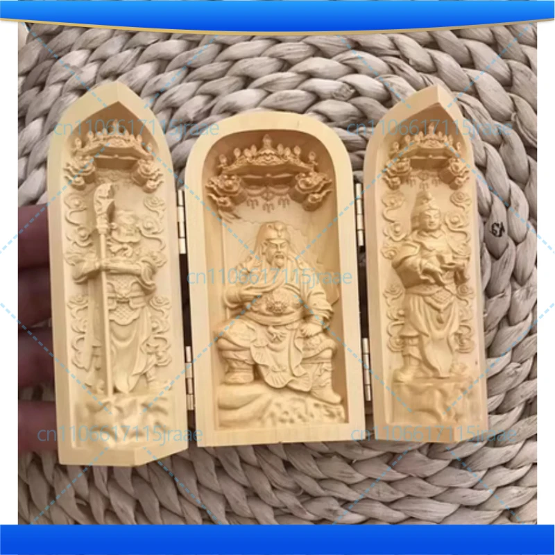 Boxwood carving, new style, Lord of Sanqing, three open box, Taoist statues, Dharma altar supplies