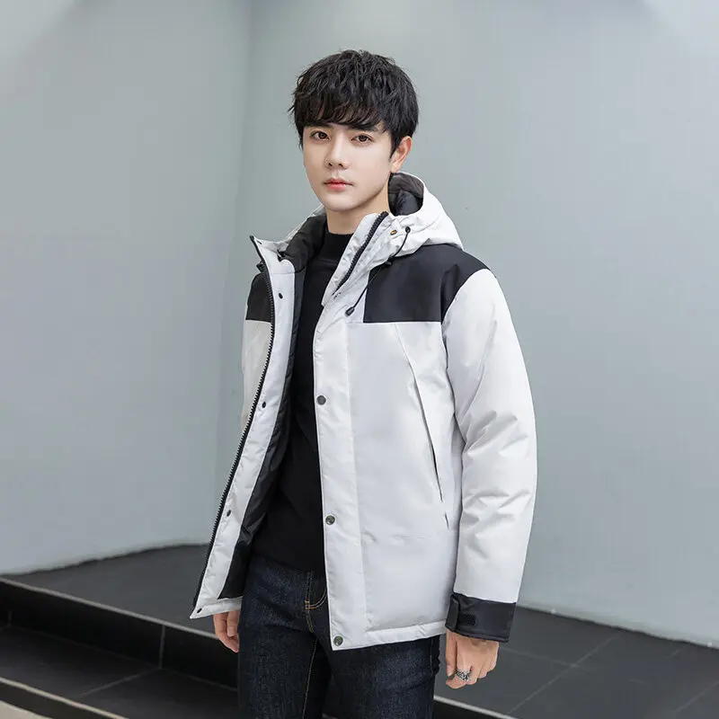 Casual Men's Warm Puffer Coats Winter Hooded Duck Down Jackets Couple's Streetwear Padded Tops Clothing Outdoor Windproof Parkas