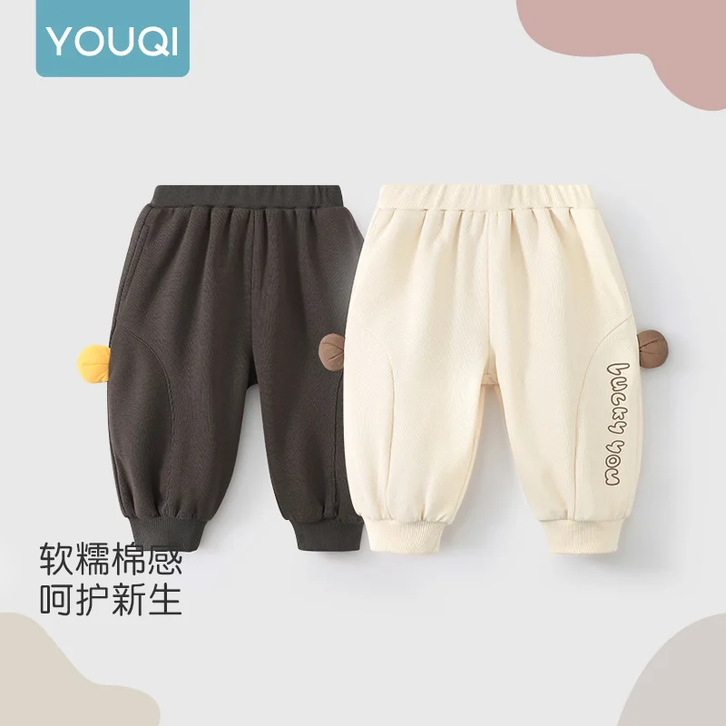 

【Youqi】Chinese Baby Clothes for 0-2 Year Olds, Spring and Autumn Bear-Themed Casual Long Sweatpants for Boys and Girls