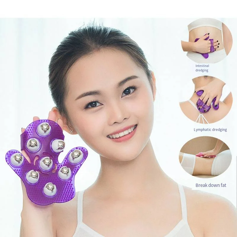 

1PC Palm Shaped Massage Glove Body Massager With 9 360 Degree Roller Metal Roller