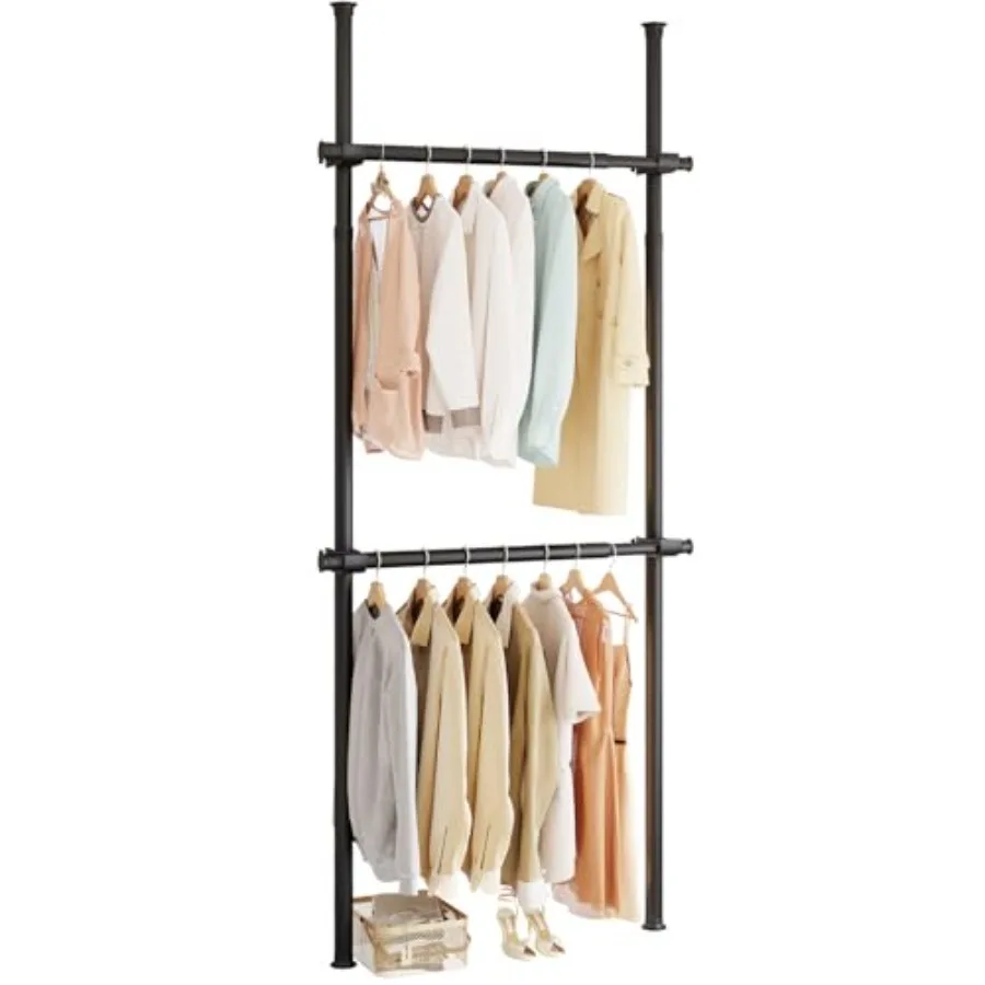 

Floor to Ceiling Clothes Rack Heavy-Duty Telescopic Garment Rack 43 122in Height and 30 47in Width 220lbs Total Load Capacity 2