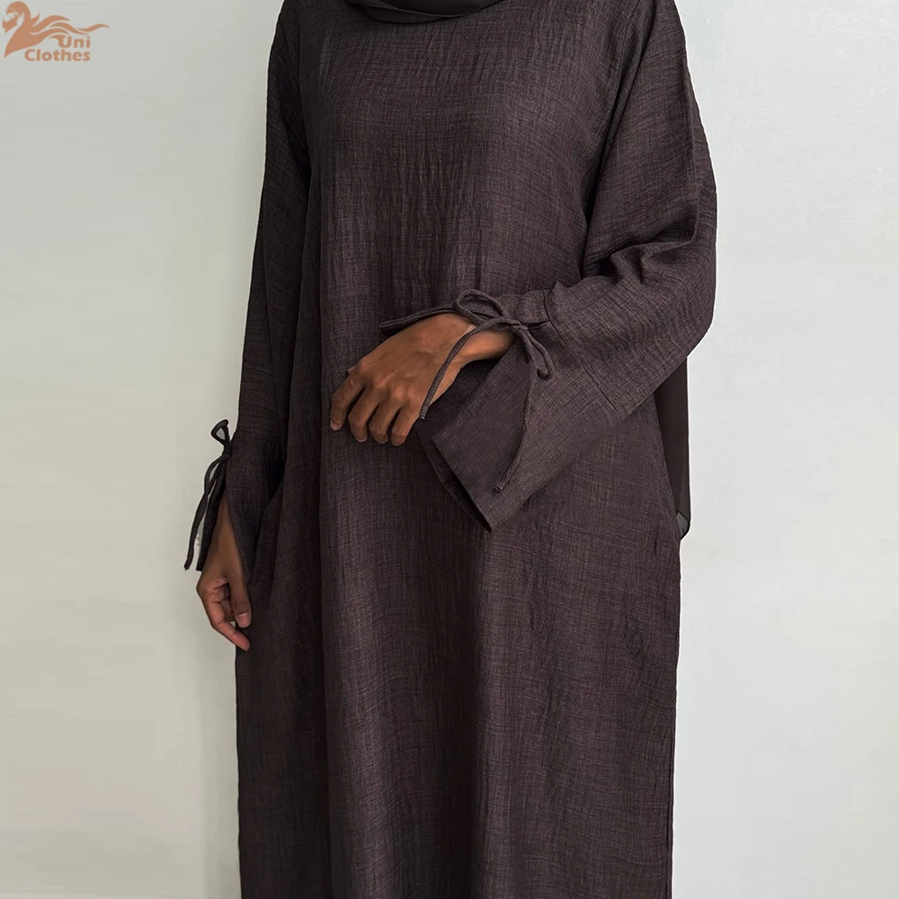 

Ramadan Arabic Muslim Woman Modest Dress 2025 Dubai Plain Abaya Femme Islamic Vacation Travel Outfit Fashion Turkey Solid Robe