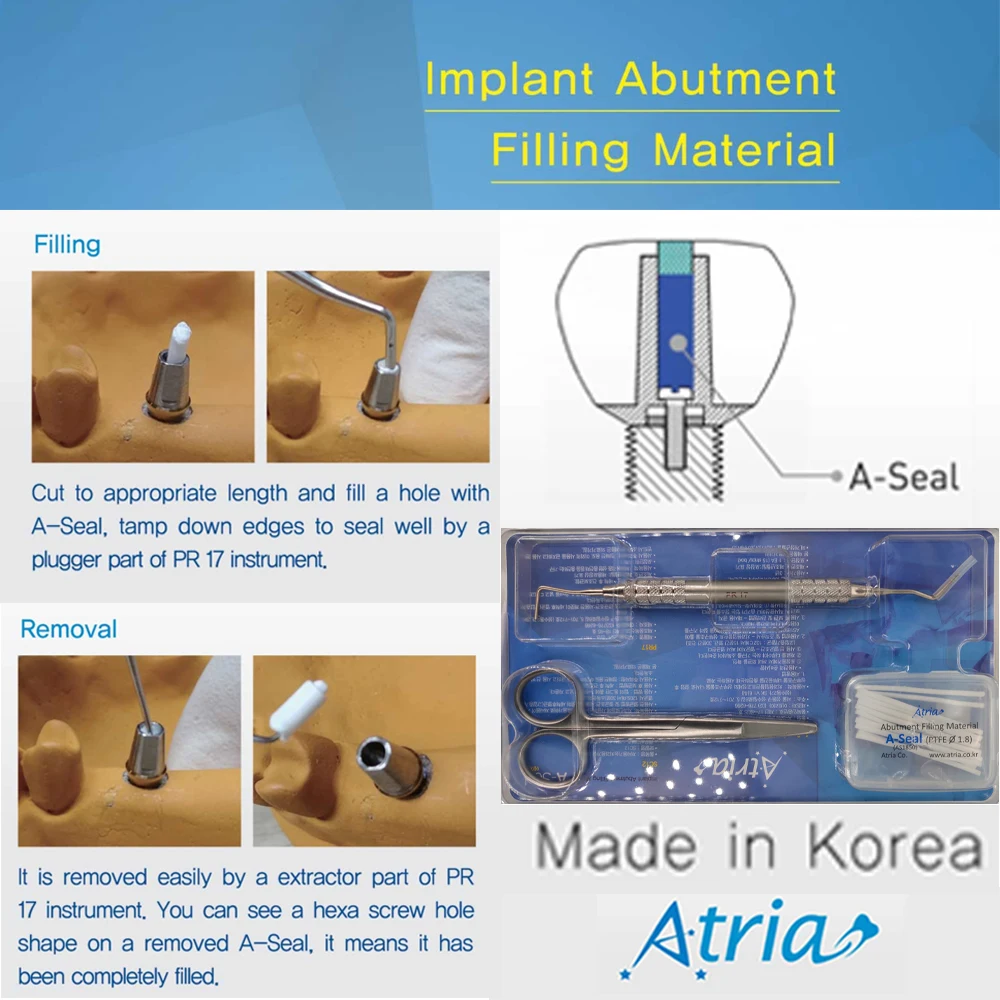 Dental Implant Abutment Filling Material Hexa Screw Hole Seal Dentistry Supplies Instruments Accessories hexhon Kit Atria A-Seal