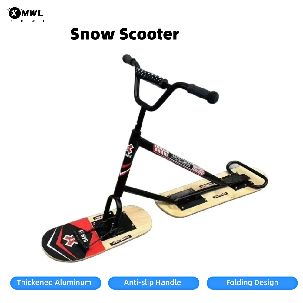 

Adult Ski Heavy Duty Snow Scooter Thickened Aluminum Ski Board with Folding Design Sled for Winter Sports and Outdoor Recreation