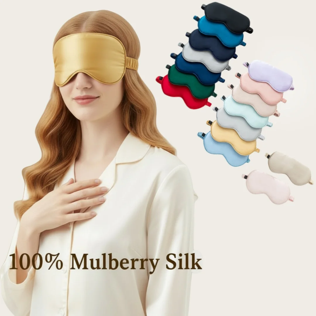 

Двусторонняя маска для сна из 100% тутового шелка, затемняющая маска для глаз для женщин и мужчин, роскошная регулируемая крышка для глаз для путешествий и сна Gi
