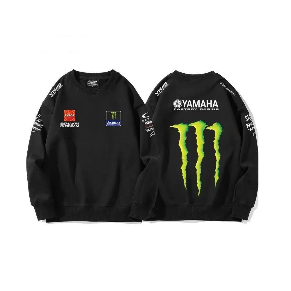 Sudadera de carreras Yamaha Monster Energy para hombre, informal, de manga larga, cuello redondo, estilo motocross, holgada