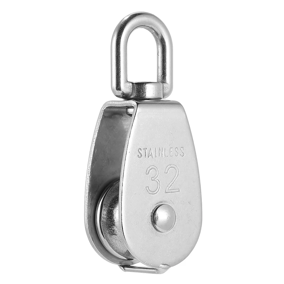 Stainless Steel Pulley 304 Anti Rust Wear Resistant Strong Structure 360 Degree Swivel Ring Smooth Roller Heavy for Fishing