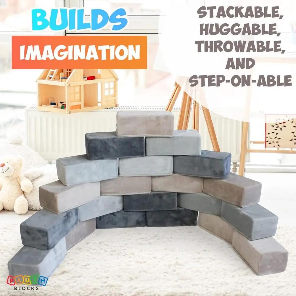 Luxury Soft Fabric Covered Foam Building Blocks - 24-Piece Set for Kids: Castle Rock Edition