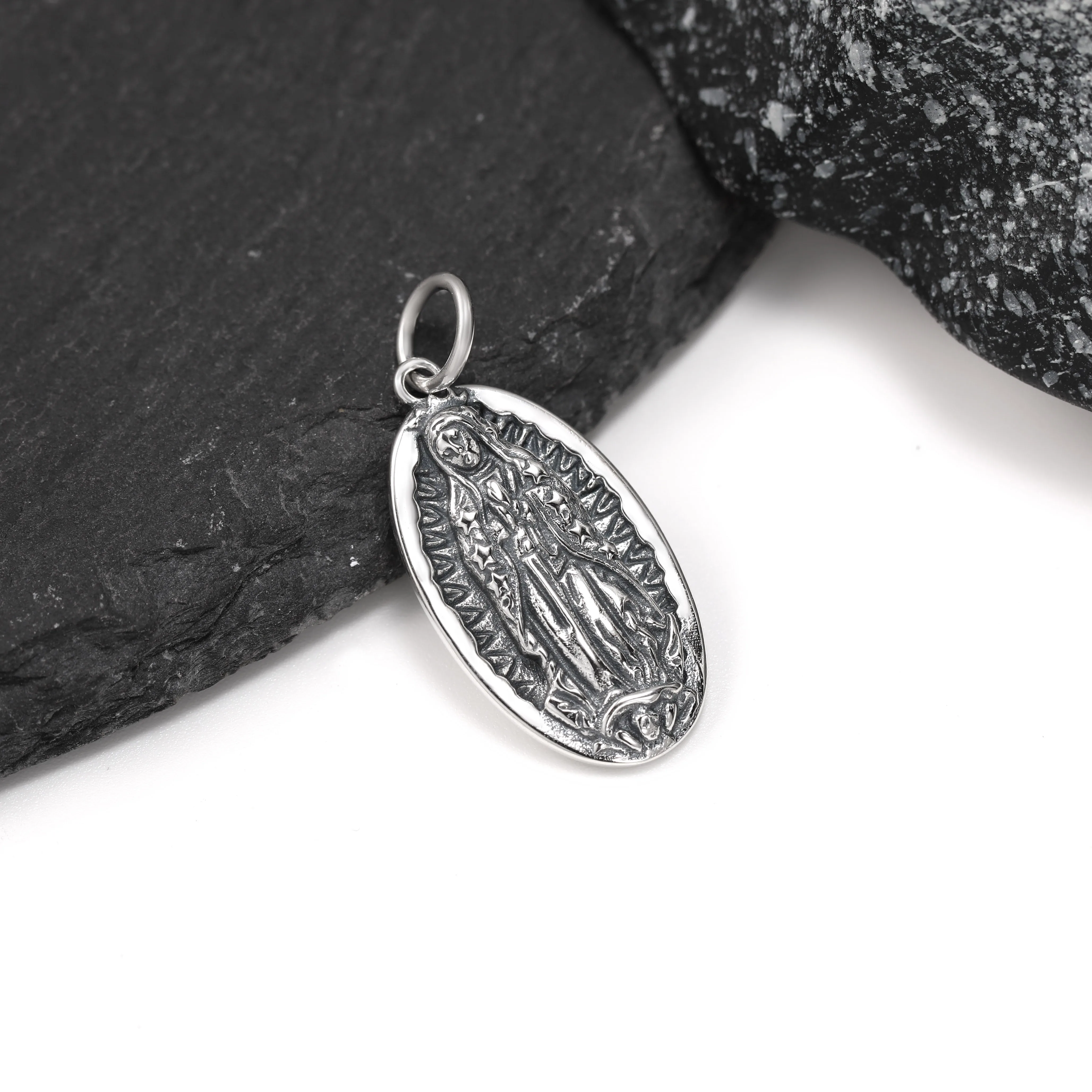 

DJ396 authentic 925 sterling silver James Avery Virgin of Guadalupe charm pendant