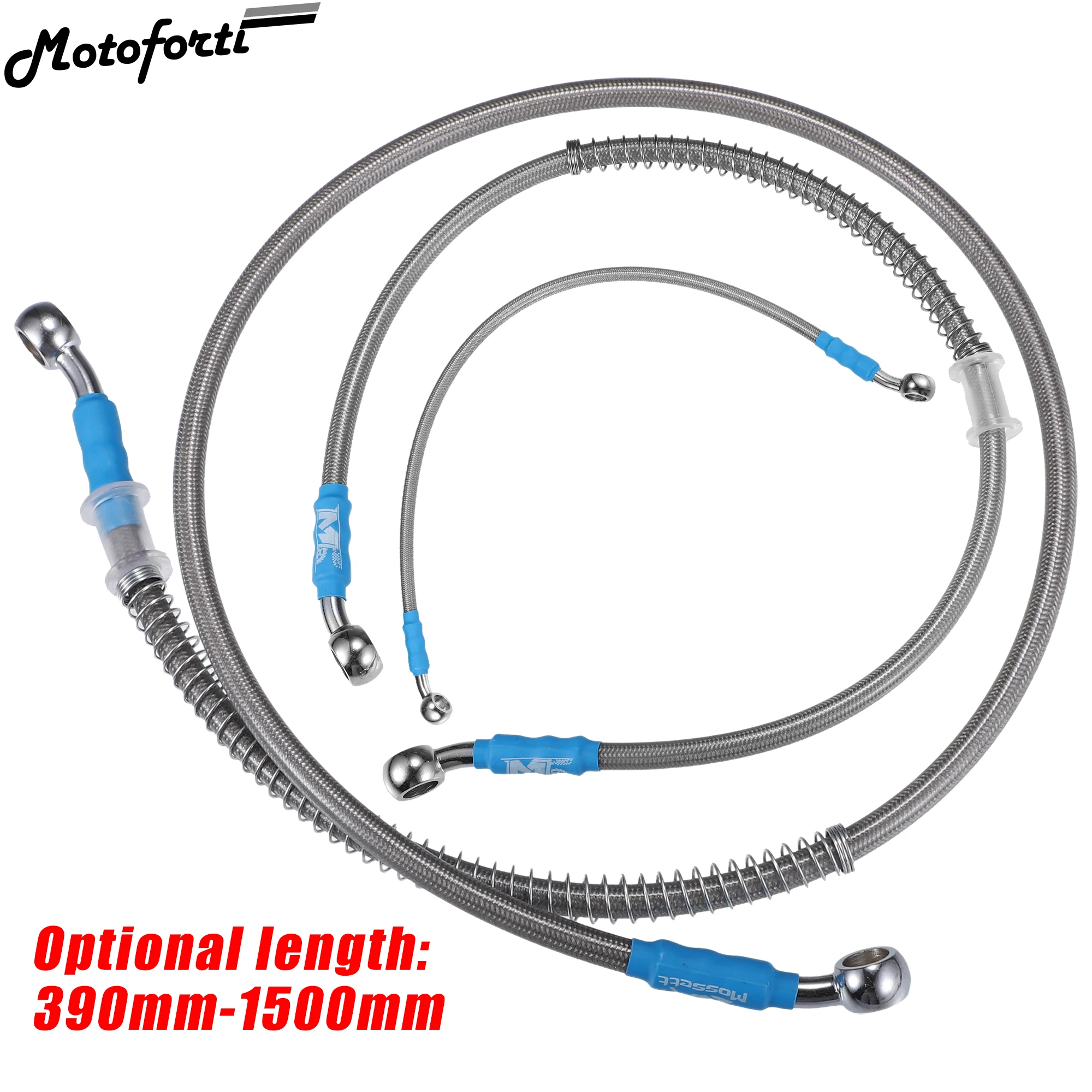 

Motoforti 390mm-1500mm Length 0.4" ID Motorcycle Hydraulic Brake Line Oil Hose Pipe Metal Braided Cable for ATV Motocross