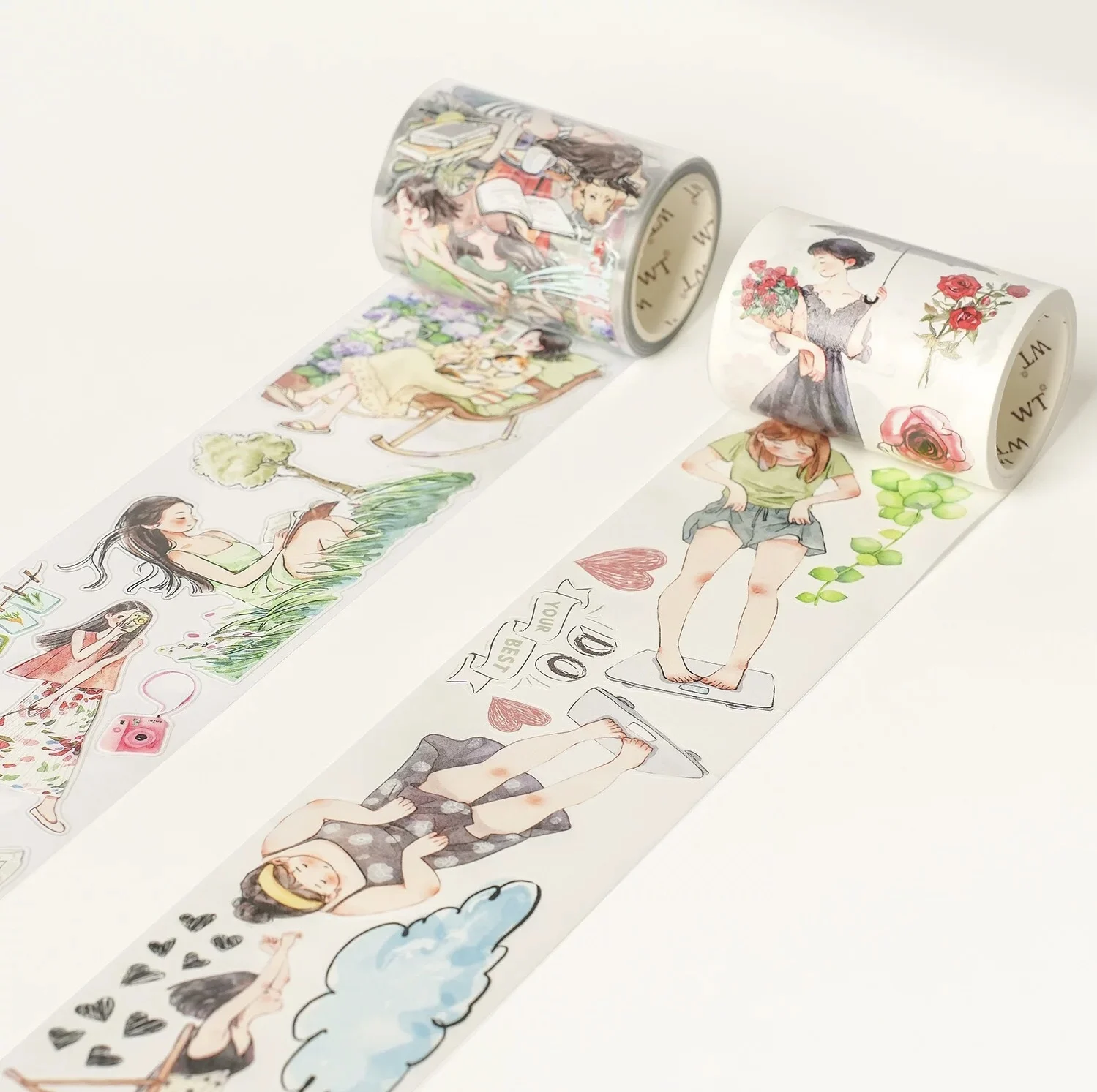 WT Studio Vintage Slowly Life Girl Washi PET Tape DIY Card Making Scrapbooking Decorative Plan Sticker