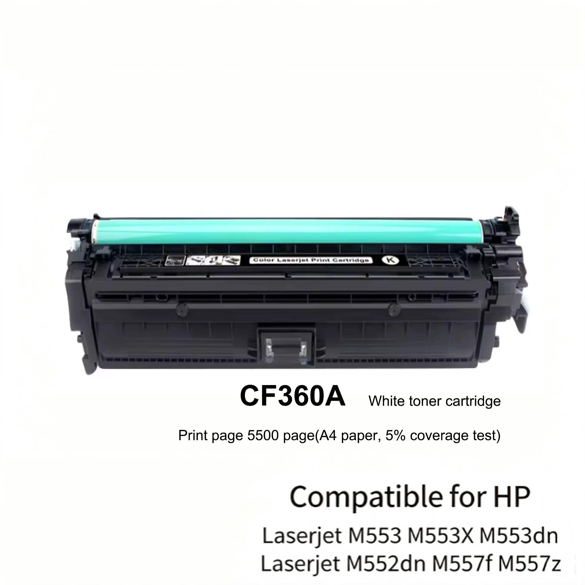 Compatible transfer white toner cartridge 508A CF360A Toner cartridge for HP M553 M553X M553dn M552dn M557f M557z printer Color
