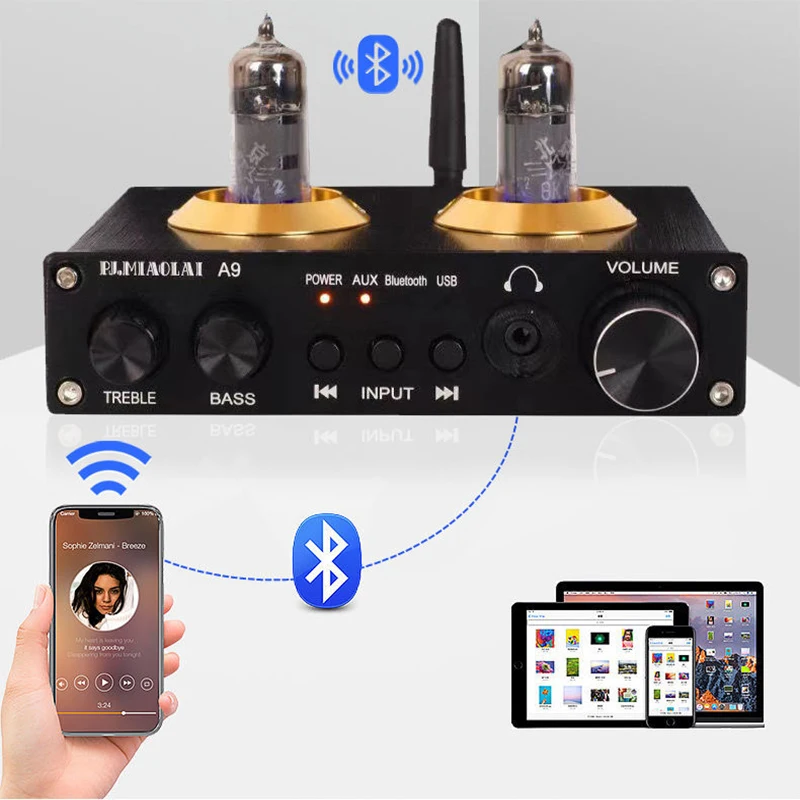 HiFi チューブ MM フォノ プリアンプ ターンテーブル用 MM 蓄音機ステレオ オーディオ チューブ プリアンプ、フォノ ターンテーブル レコード用のゲイン調整付き