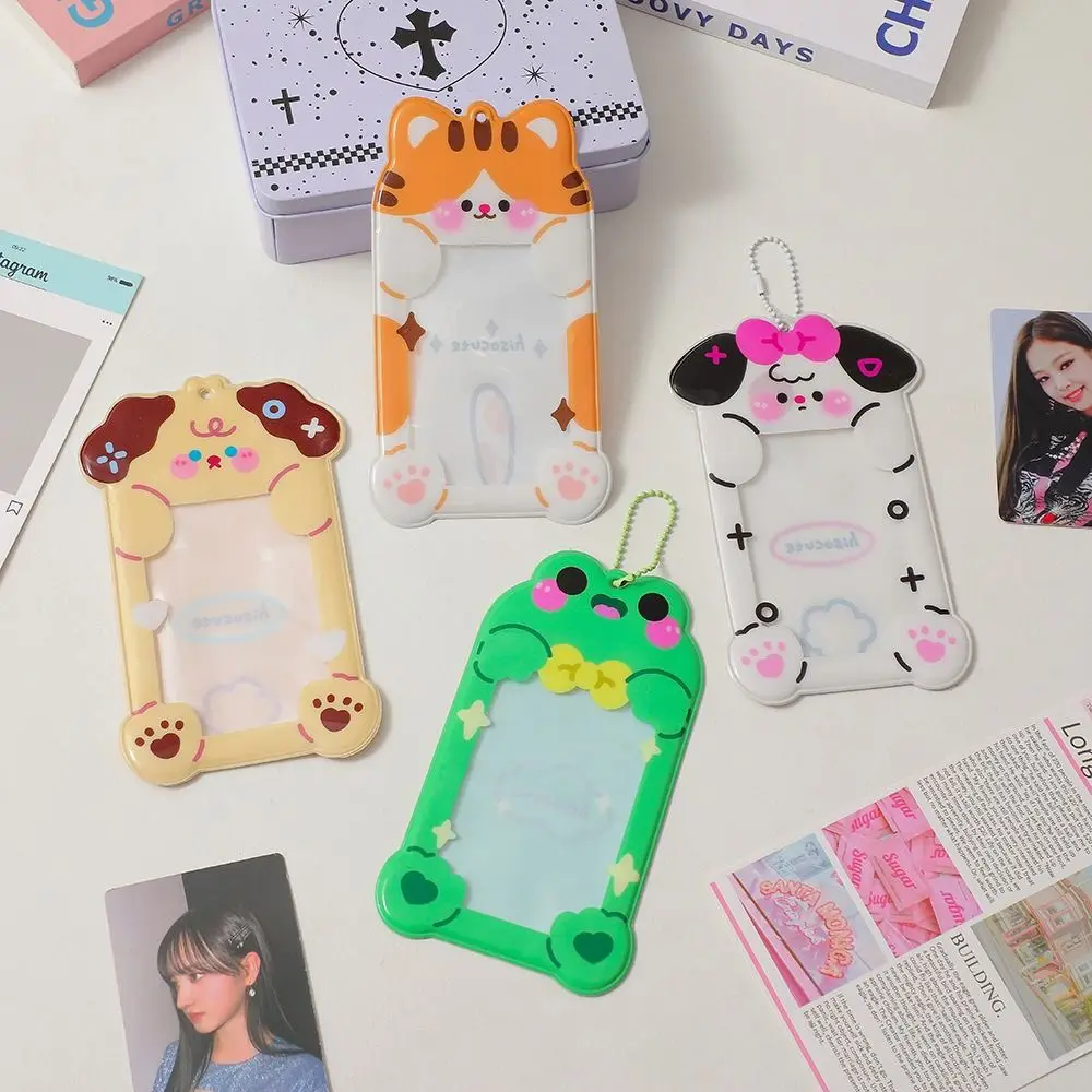 Animal Shaped Photocard Holder Transparent Key Pendant Idol Photo Protective Kawaii Cartoon 3inch Card Case Student School