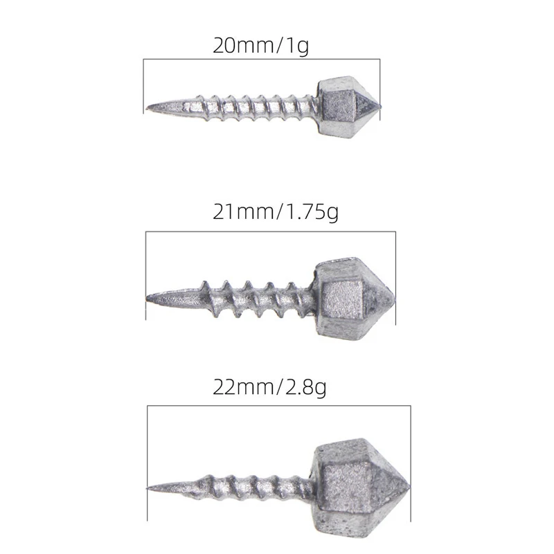 10Pcs/Lot Screw Lead Sinkers 1g/1.75g/2.8g Lead Weights For Soft Worm Bait Counterweight Lead Sinker Fishing Accessories