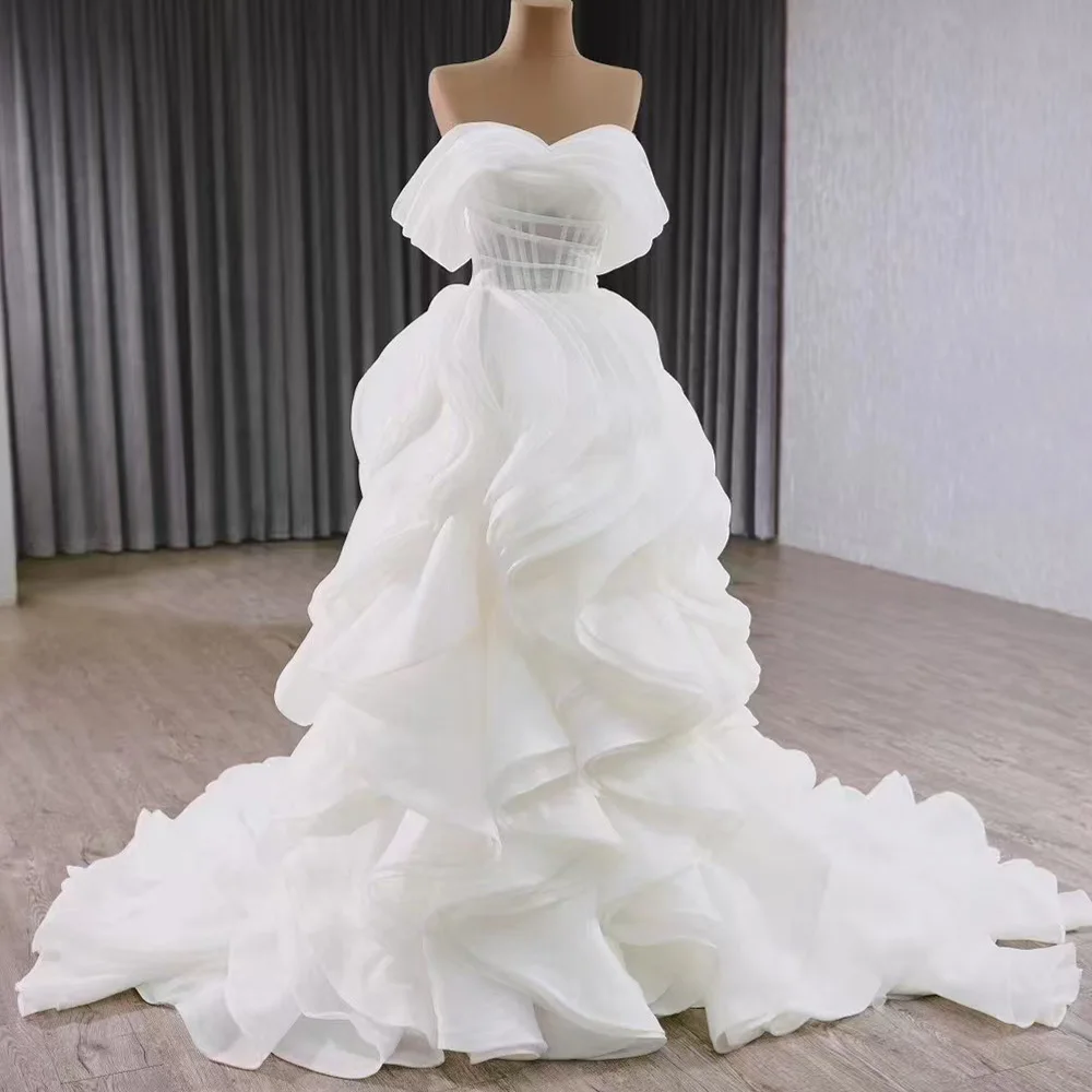 

Princess Style Off The Shoulder Sweetheart Wedding Dress Lace-Up Back With Ruffles Robe De Mariée 2026