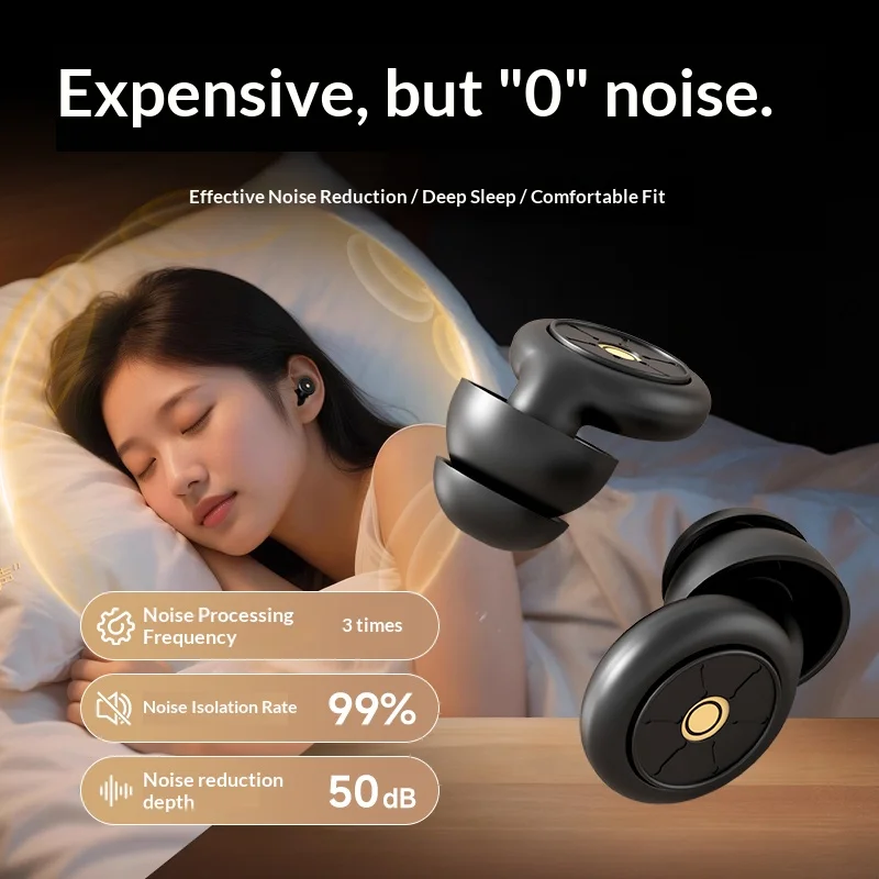 EarPlugs for Sleeping Noise Cancelling 50dB,Reusable Silicone Earplugs Strong Sound Insulation,Multiple Sizes of Ear Caps