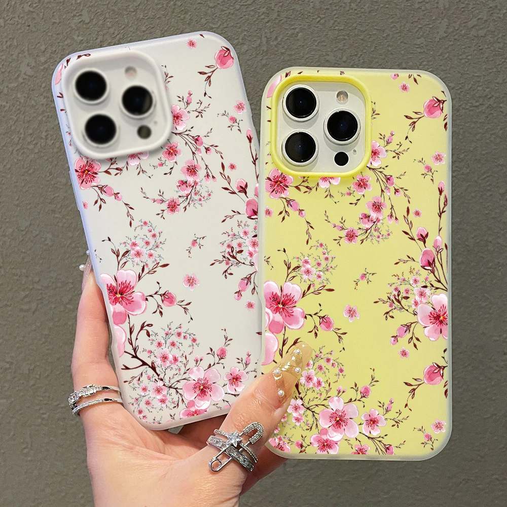 Pink Sakura Flower Pattern Phone Case For Redmi 12 13C 14C 15C 5G 13 14 For Xiaomi Redmi Note 14 13 12 11 10 Pro 4G Soft Cover view 4