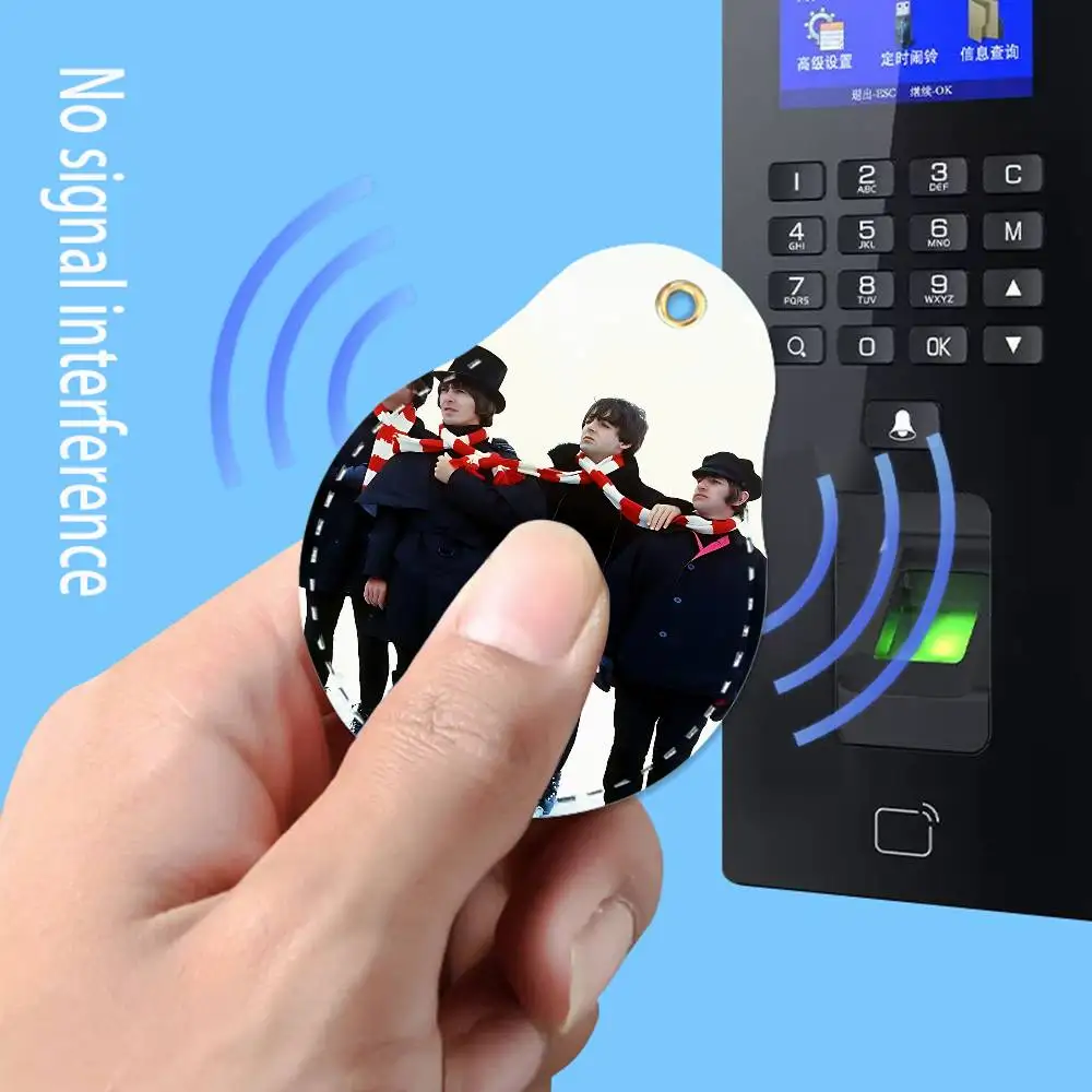 The B-Beatles B-Band HELP Leather Keychain Card Holder For Airtag & Access Cards Modern Bus Pass