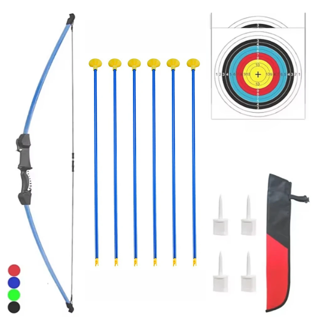 Adolescentes jóvenes principiantes tiro al aire libre arco de 45 pulgadas para practicar tiro con arco largo deporte