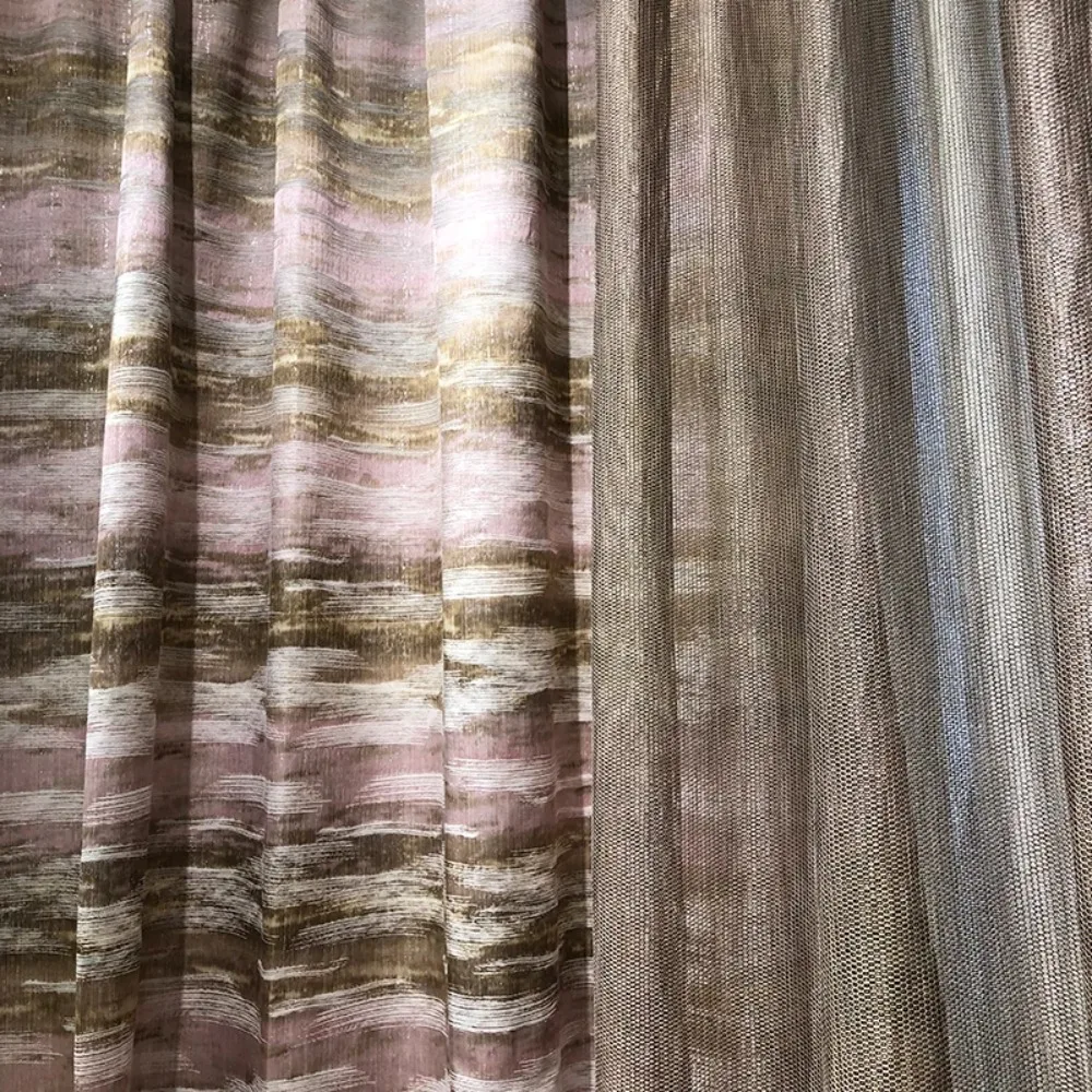 

French Modern Linen Sheer Curtains Blue Pink Custom Drapes for Bedroom Living Room Villa Luxury Home Decor Tulle