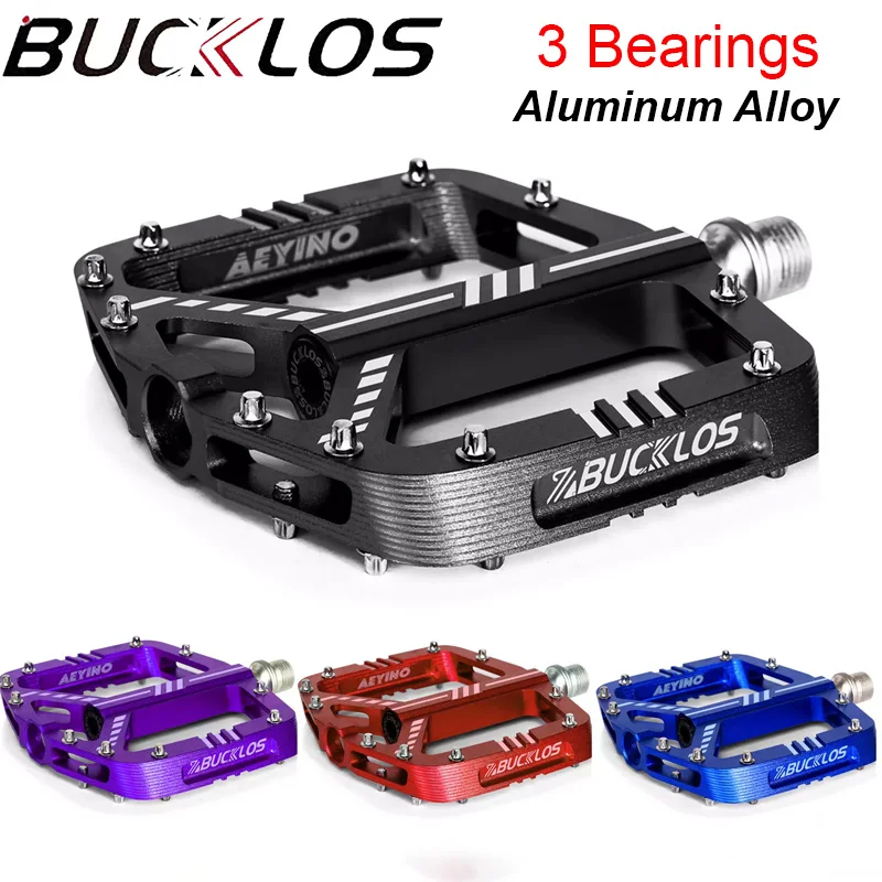 BUCKLOS Flat Bicycle Pedals 3 Sealed Bearings MTB Road Bike Pedal Aluminum Mountain Bike Pedals Wide Platform Cycling Parts