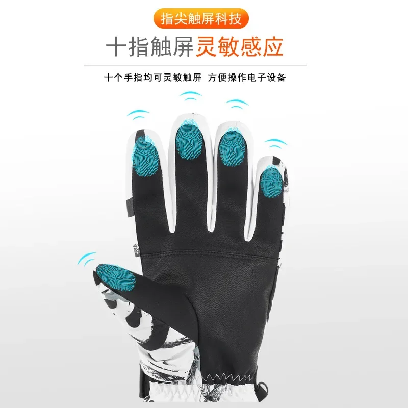 Guantes de esquí con pantalla táctil para hombre y mujer, cálidos guantes impermeables para esquiar, Snowboard, moto de nieve, montar en motocicleta, guantes de nieve al aire libre