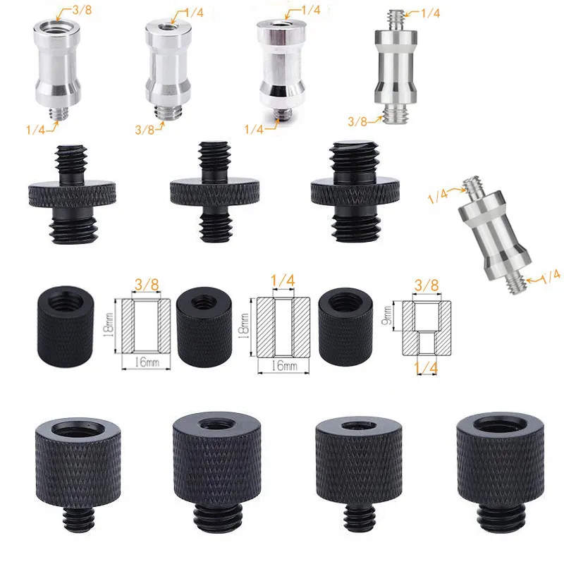 Mobile Phone Live Stream Tripod Conversion Screw 1/4 Turn 3/8 Nut Double Head Extension Nut Thread Background Cloth Bracket