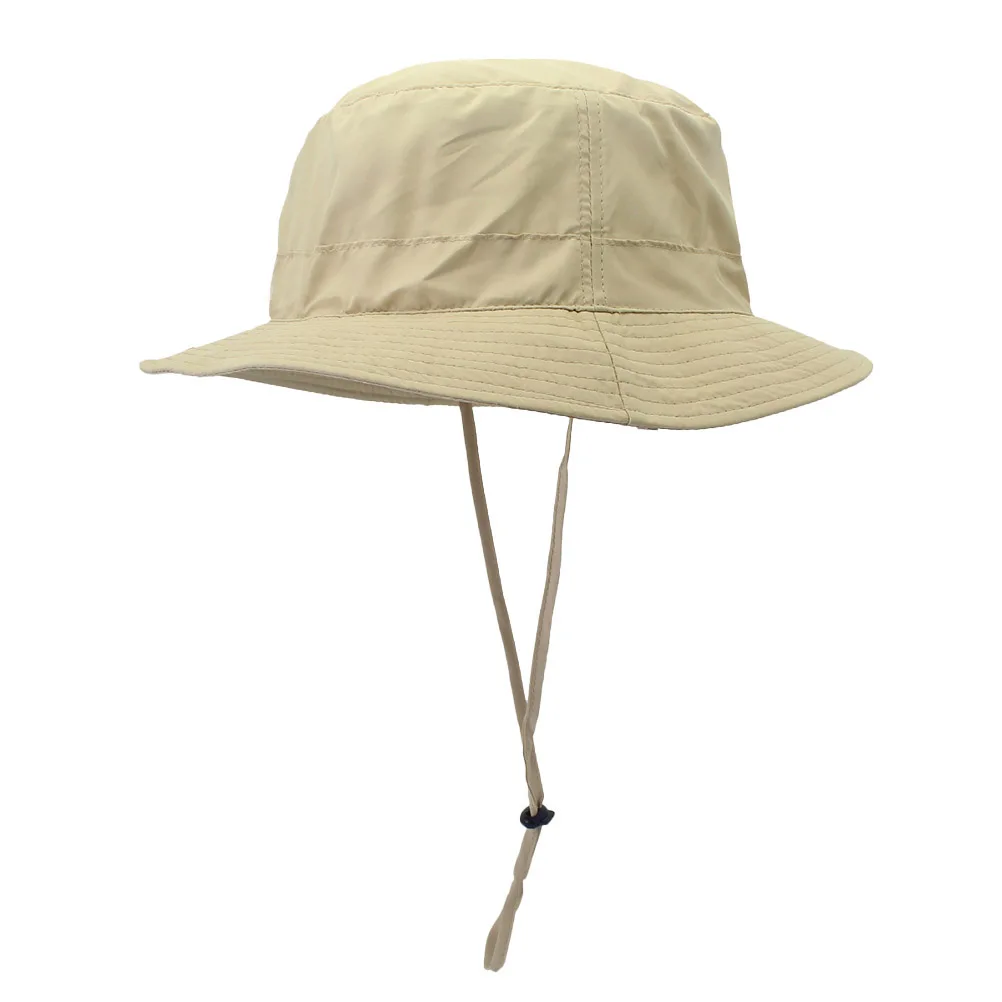 

Outdoor Khaki Uv Protection Bucket Hat Adjustable Chin Strap Wide Brim Fisherman Hat for Men Women Sunhat Fishing Hiking Camping