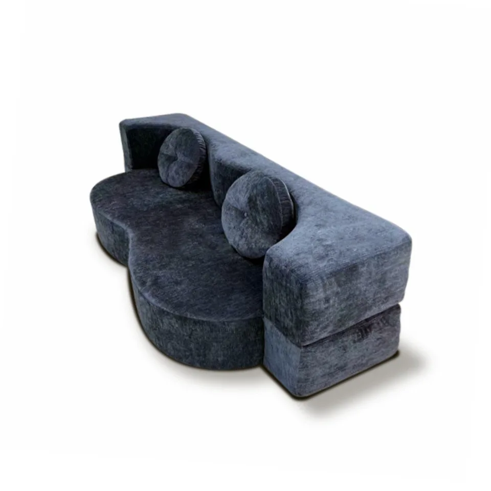 Compression roll bag vacuum fabric foldable sofa bed, internet-famous design style minimalist living room curved sofa