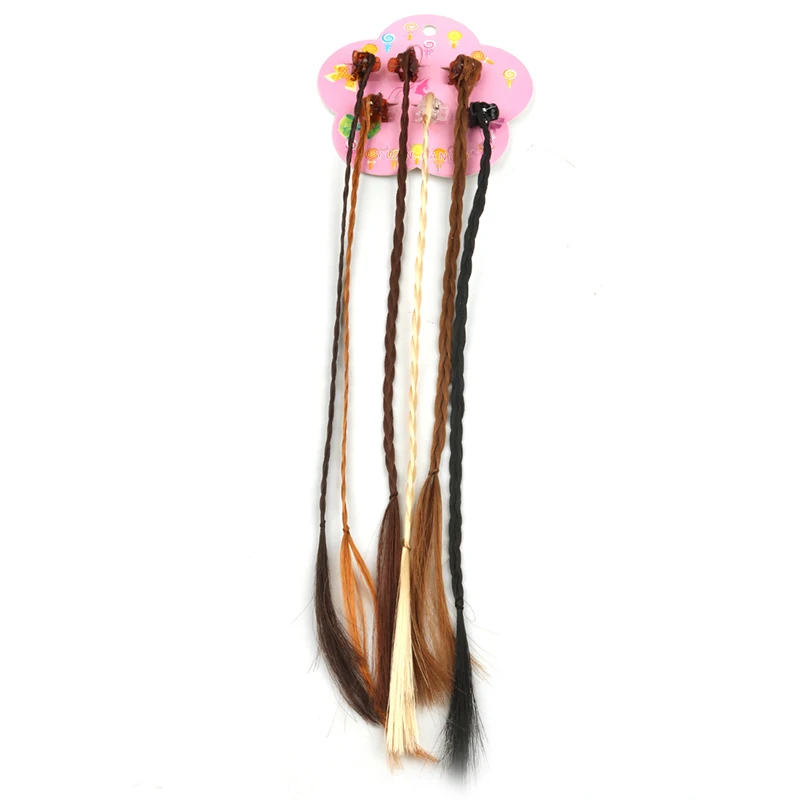 5pcs/card Coloorful Wig Hair Clip Women Girls Pigtail Hair Claw Street Performance Hair Styling Headdress Hair Accessories