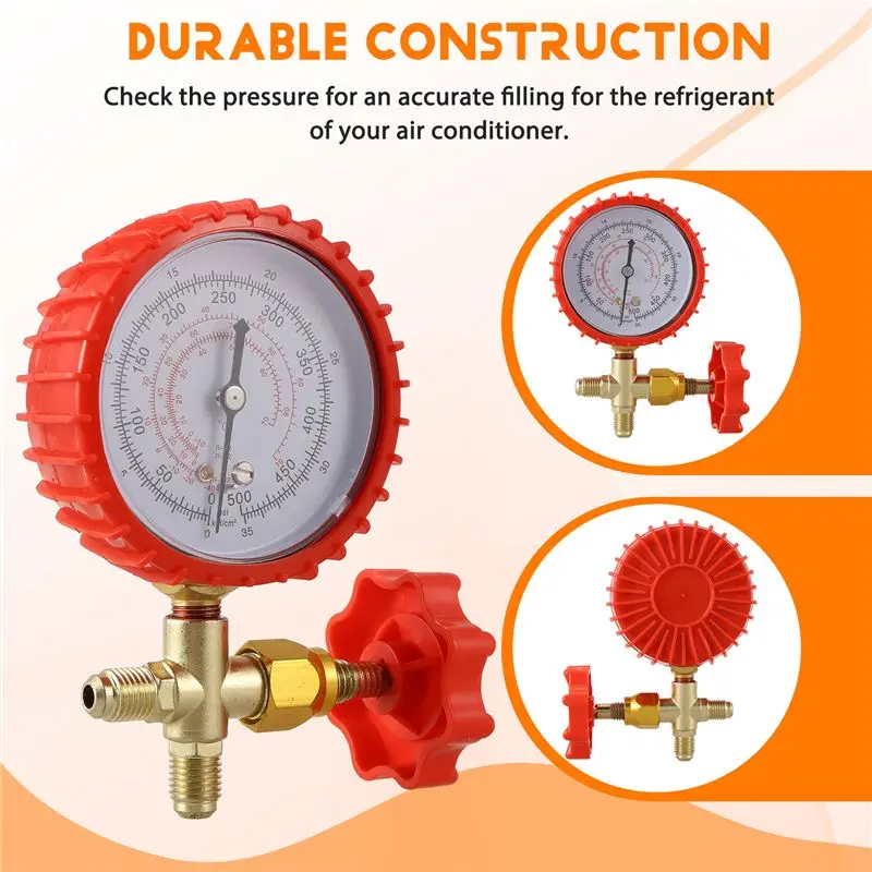 ABMI-Refrigerant Pressure Gauge Air Conditioning Recharge Pressure Gauges Manifold Gauge Manometer Valve For R12 R502 R22 R410 R