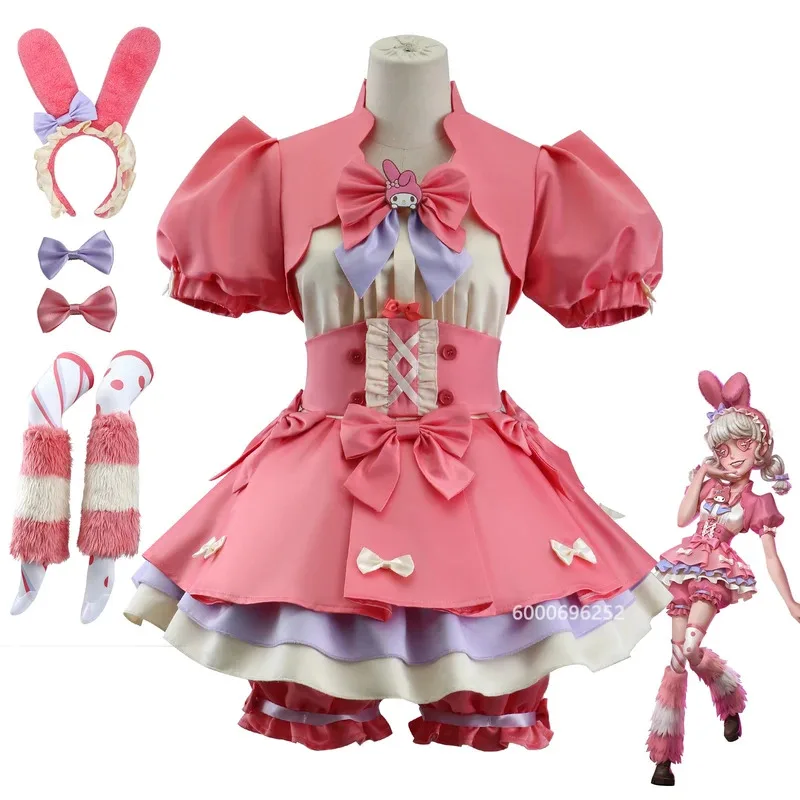 

Identity V Lily Barrier Cheerleader Cosplay Costume Pink Dress Uniform with Wig for Anime Role Play Women Halloween Carnival
