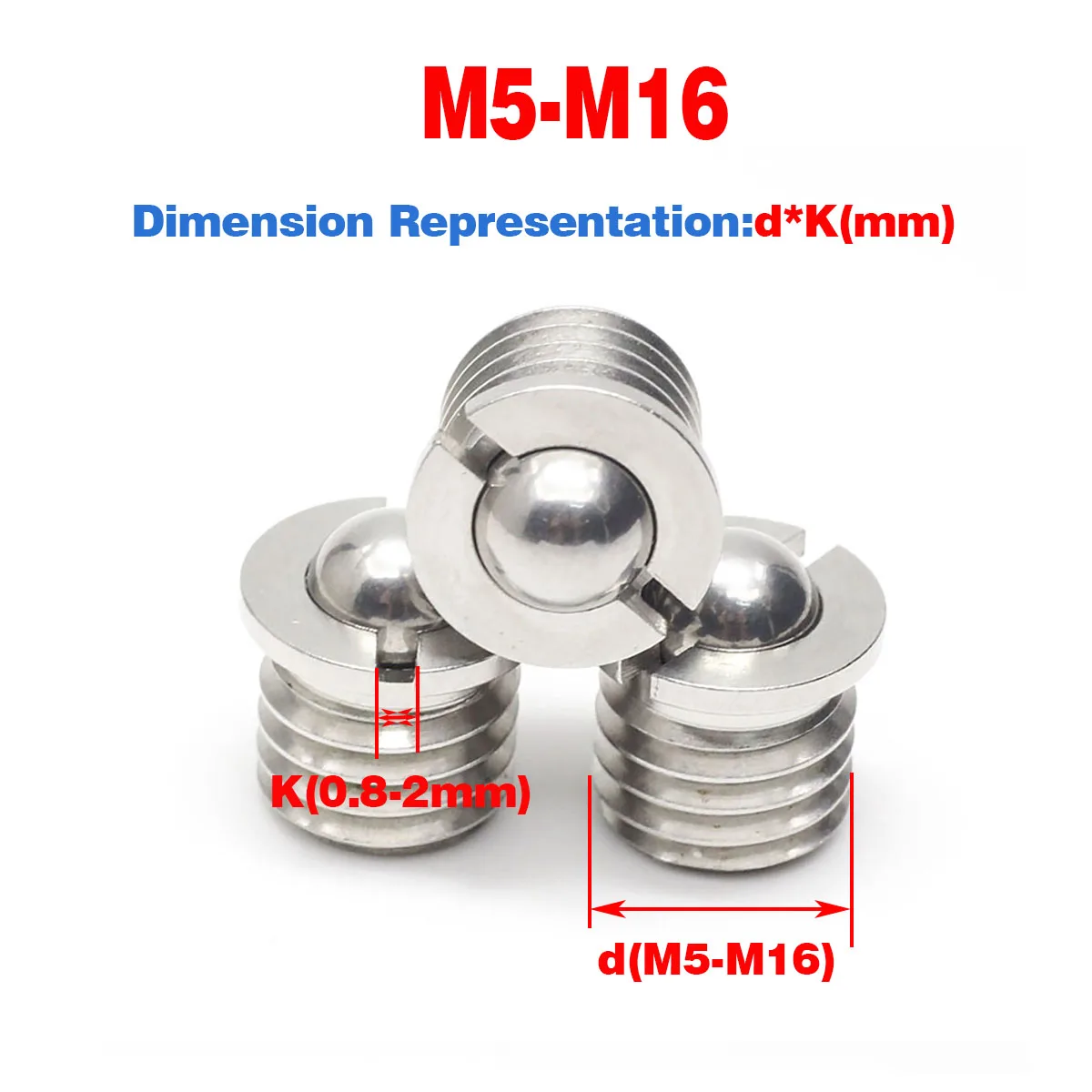 304 Stainless Steel Flanged Spring Ball Plunger, Press-in Set Bead Wave Screw